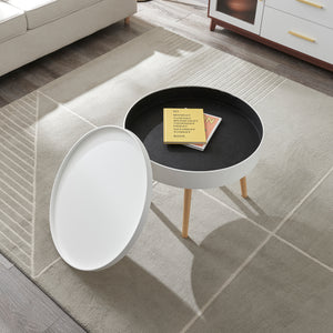 Salontafel Bongard 45xØ60 cm rond wit en naturel [en.casa]