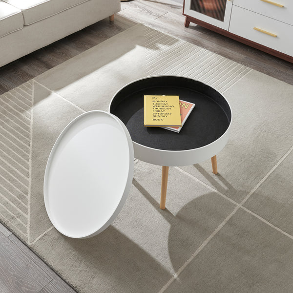 Salontafel Bongard 45xØ60 cm rond wit en naturel [en.casa]