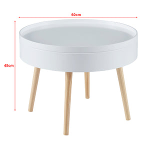 Salontafel Bongard 45xØ60 cm rond wit en naturel [en.casa]