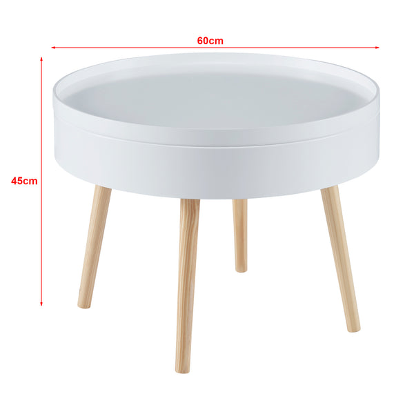 Salontafel Bongard 45xØ60 cm rond wit en naturel [en.casa]