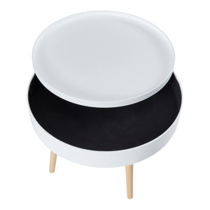 Salontafel Bongard 45xØ60 cm rond wit en naturel [en.casa]