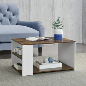 Salontafel Filipstad met 2 open vakken en 1 plank 90x59x48 cm - 2 varianten