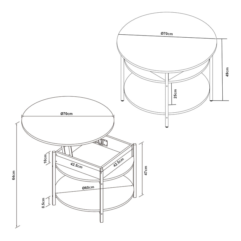 Maatschets Salontafel Kandas rond Ø70 cm [en.casa]