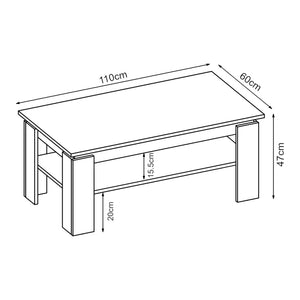 Salontafel Krirdfjos met onderplank spaanplaat 110x60x47 cm [en.casa]