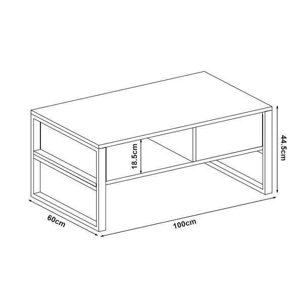 Salontafel Laukaa met plank 100x60x45 cm [en.casa]
