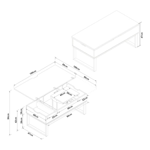 Salontafel Rauli 100x50x47 cm [en.casa]