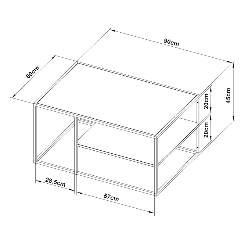 Maatschets Salontafel Solund met plank 45x90x60 cm [en.casa]