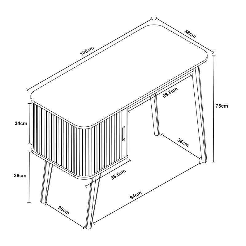 Maatschets Bureau Tysvær 75x105x48 cm [en.casa]