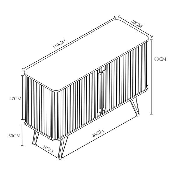Commode Tysvær dressoir bamboe 110x40x80 cm [en.casa]