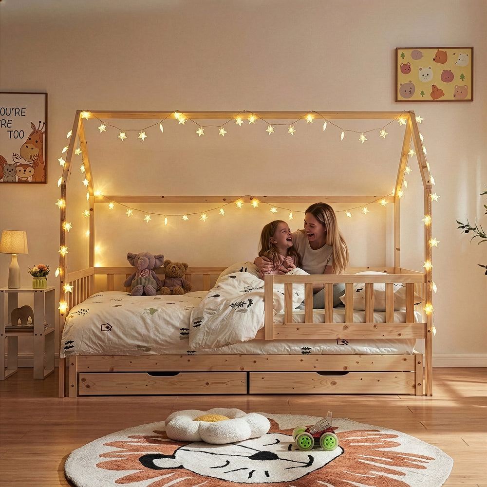 Kinderbed Aarghonmaa met uitschuifbed en opberglades 90x200 cm [en.casa]