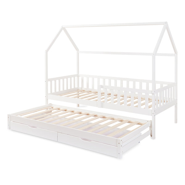 Kinderbed Aarghonmaa met uitschuifbed en opberglades 90x200 cm [en.casa]