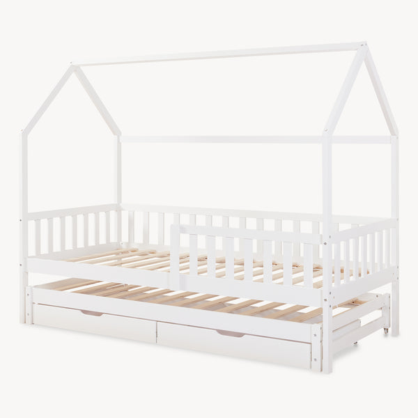 Kinderbed Aarghonmaa met matras uitschuifbed en opberglades 90x200 cm [en.casa]