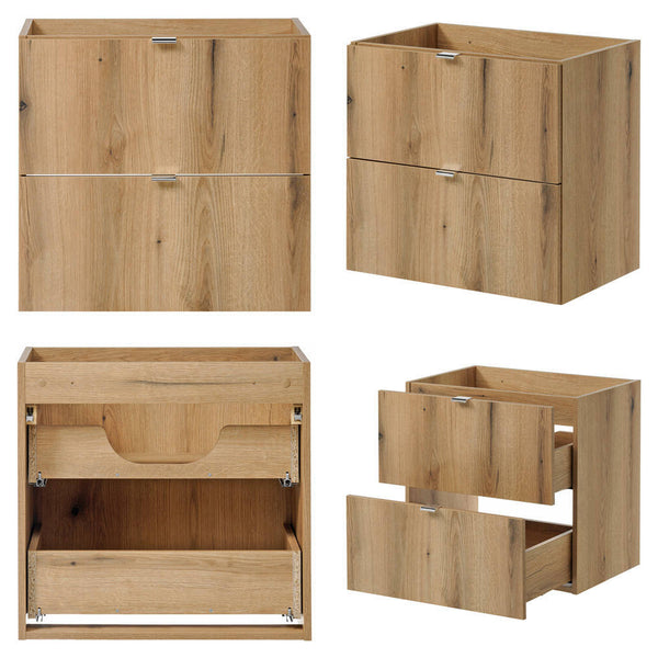 Wastafelonderkast Newport 140x60x40 cm met deuren en lades eikenkleurig [en.casa]