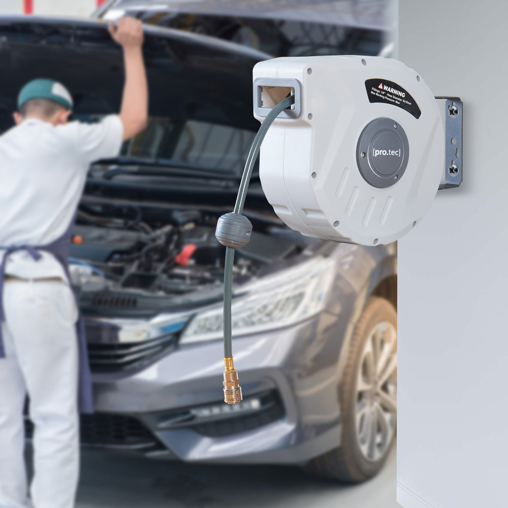 Persluchtslang met haspel Nassau wit en grijs pro.tec