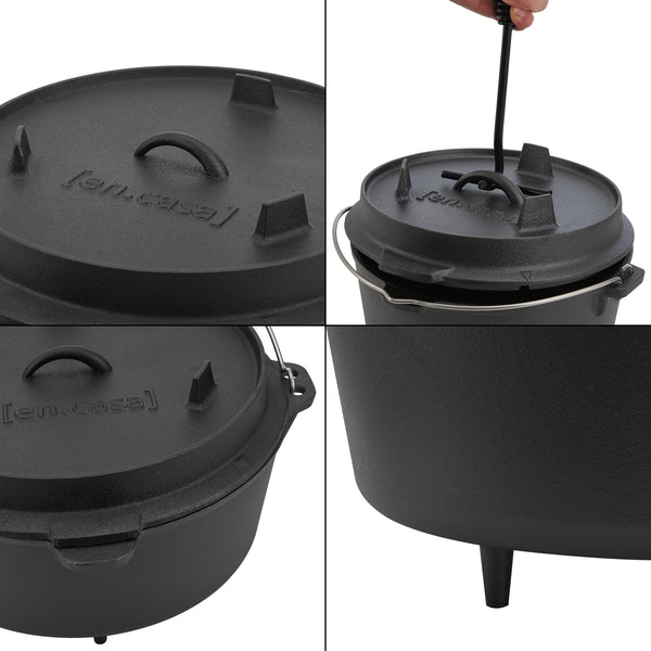 [en.casa] Dutch Oven Enkhuizen met deksel gietijzer zwart - 4 varianten