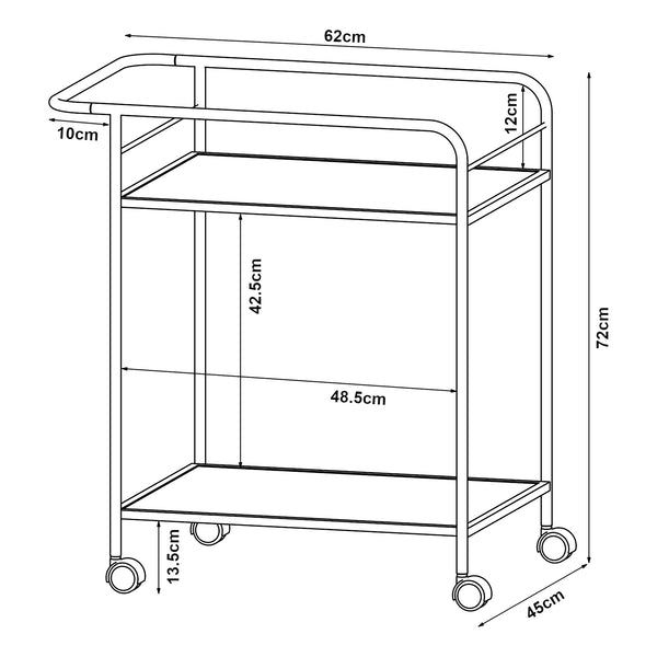 [en.casa] Keukentrolley Hole 72x62x45 cm metaal - 2 varianten