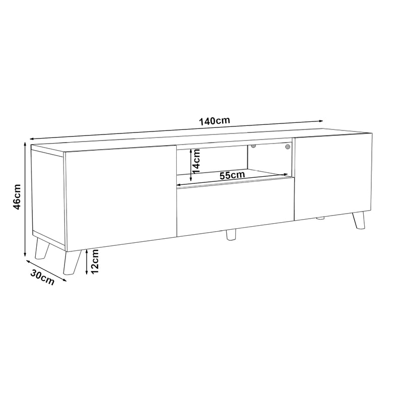 Maatschets [en.casa] TV meubel Torsby 46x140x30 cm - 3 varianten