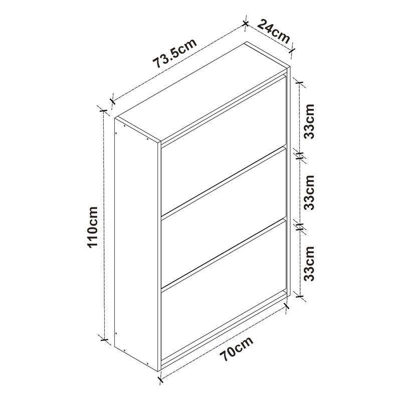 Maatschets [en.casa] Schoenenkast Aurskog met 3 vouwdeuren 110x73,5x24 cm - 6 varianten