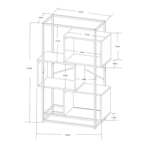 Boekenkast Rennebu open kast zwart en eikenkleurig [en.casa]