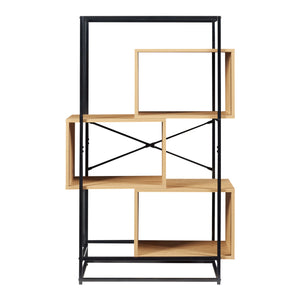 Boekenkast Rennebu open kast zwart en eikenkleurig [en.casa]