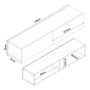 [en.casa] Tv-meubel Toivakka zwevend 135x31x25 cm - 7 varianten