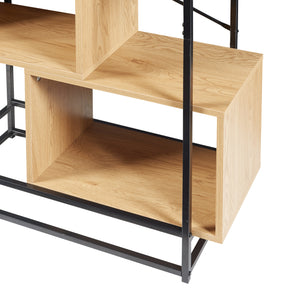 Boekenkast Rennebu open kast zwart en eikenkleurig [en.casa]