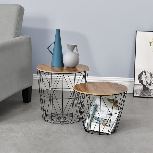 Bijzettafel 2 stuks set met afneembaar tafelblad - verschillende kleuren