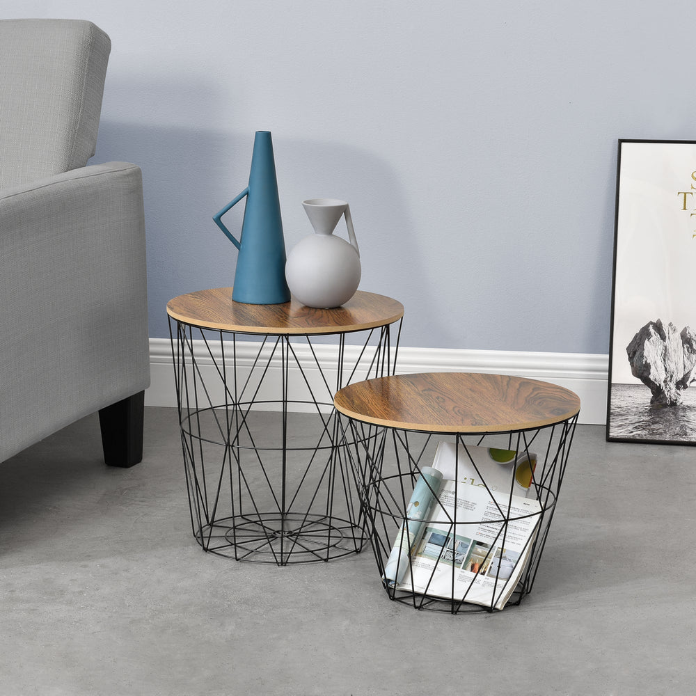 Metalen mand bijzettafel Codogno 2-delig - Set in verschillende kleuren en.casa - premiumXL