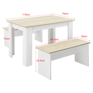 Eethoek set tafel 110x70x73 en banken 86,5x33x43,5 cm - 4 kleuren