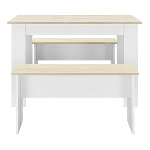 Eethoek set tafel 110x70x73 en banken 86,5x33x43,5 cm - 4 kleuren