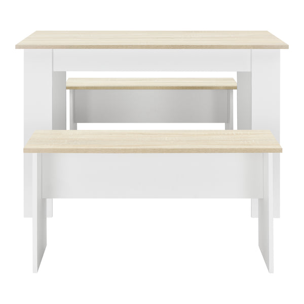 Eethoek set tafel 110x70x73 en banken 86,5x33x43,5 cm - 4 kleuren