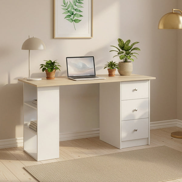 Bureau Lemberg met 3 laden en vakken 120x49x72 cm - verschillende kleuren