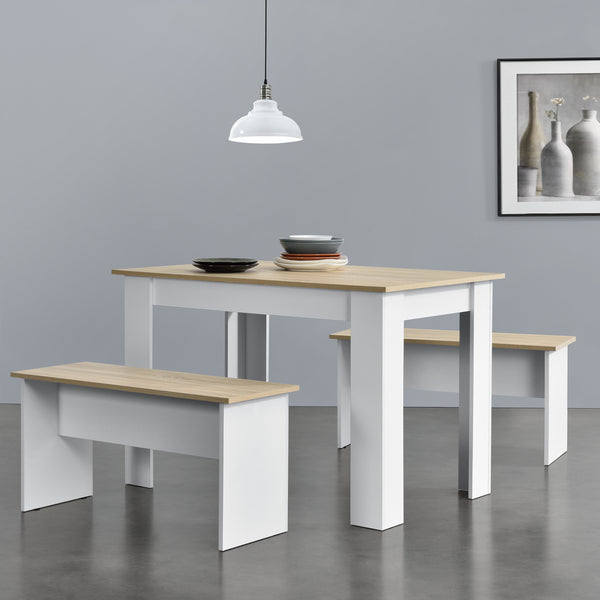 Eethoek set tafel 110x70x73 en banken 86,5x33x43,5 cm - 4 kleuren