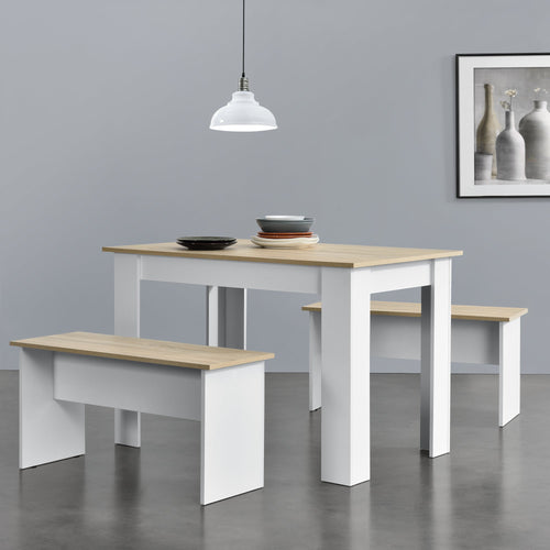 Eethoek set tafel 110x70x73 en banken 86,5x33x43,5 cm - 4 kleuren