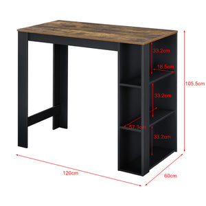Bartafel Danderyd met 3 planken 120x60x105,5 cm [en.casa]
