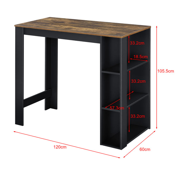 Bartafel Danderyd met 3 planken 120x60x105,5 cm [en.casa]