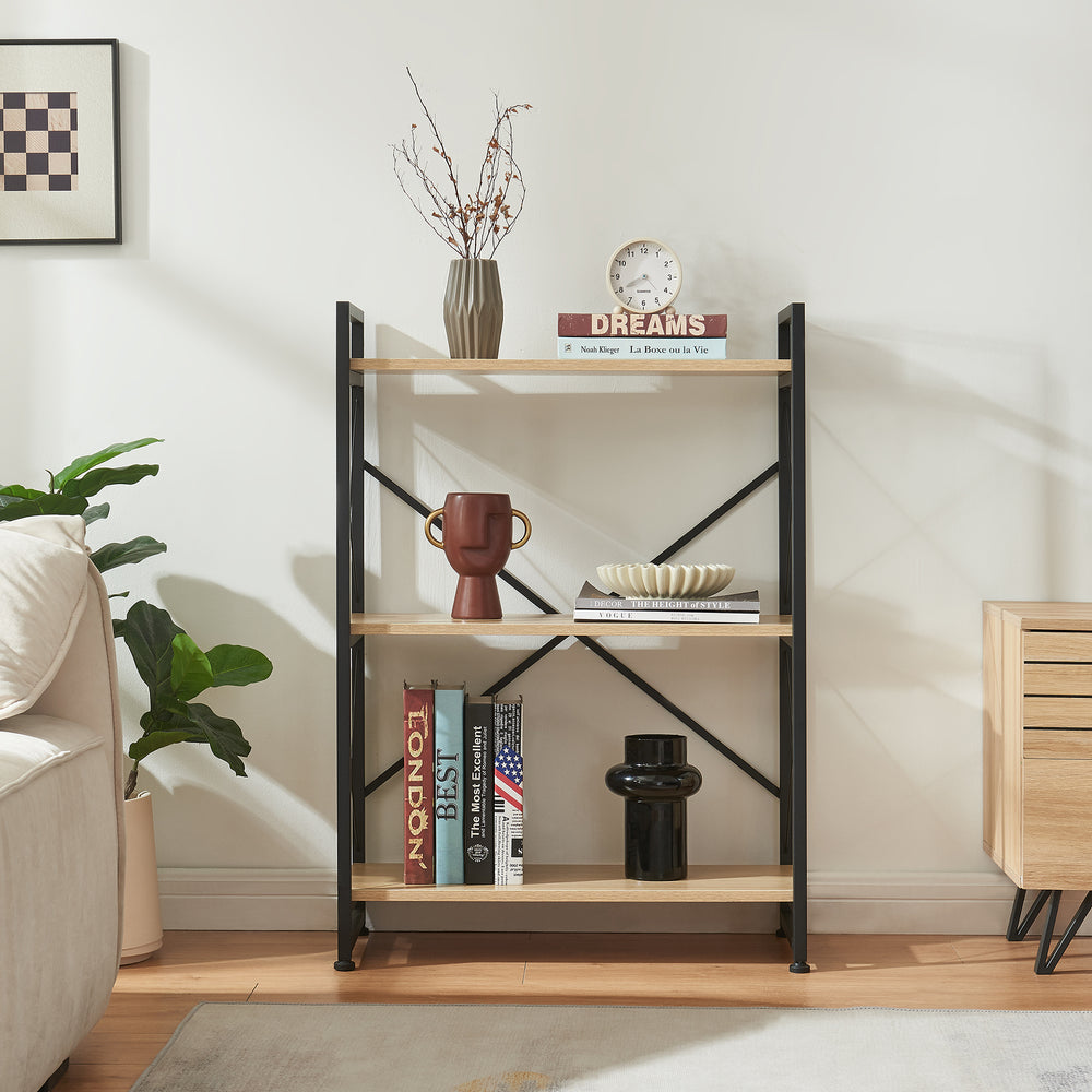 Boekenkast Skørping eikenkleurig en zwart [en.casa]