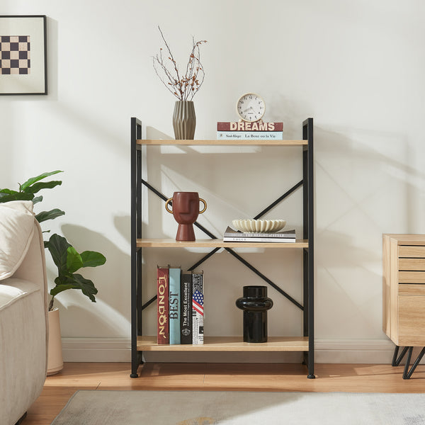 Boekenkast Skørping eikenkleurig en zwart [en.casa]