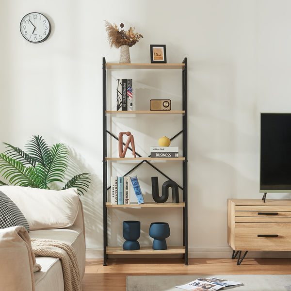 Boekenkast Skørping eikenkleurig en zwart [en.casa]