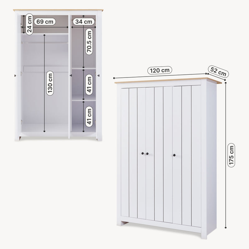 Maatschets Kledingkast Vasand 175x120x52 cm [en.casa]