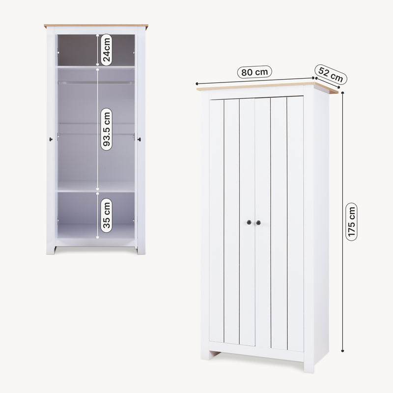 Maatschets Kledingkast Trorjam 2-deurs 175x80x52 cm [en.casa]
