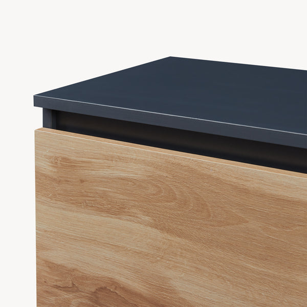 Commode Kyr met deuren en lades zwart en eikenkleurig [en.casa]