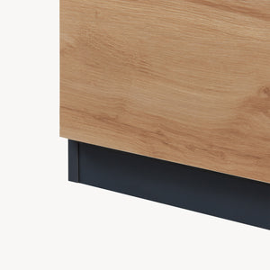 Commode Kyr met deuren en lades zwart en eikenkleurig [en.casa]