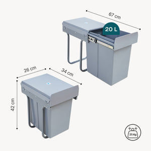 Inbouw prullenbak Froland grijs [en.casa]