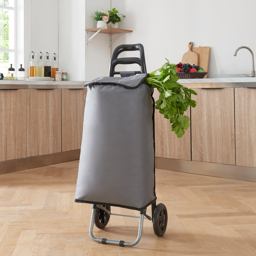 [en.casa] Boodschappentrolley Aaby 95,5x35x29 cm donkergrijs en zwart
