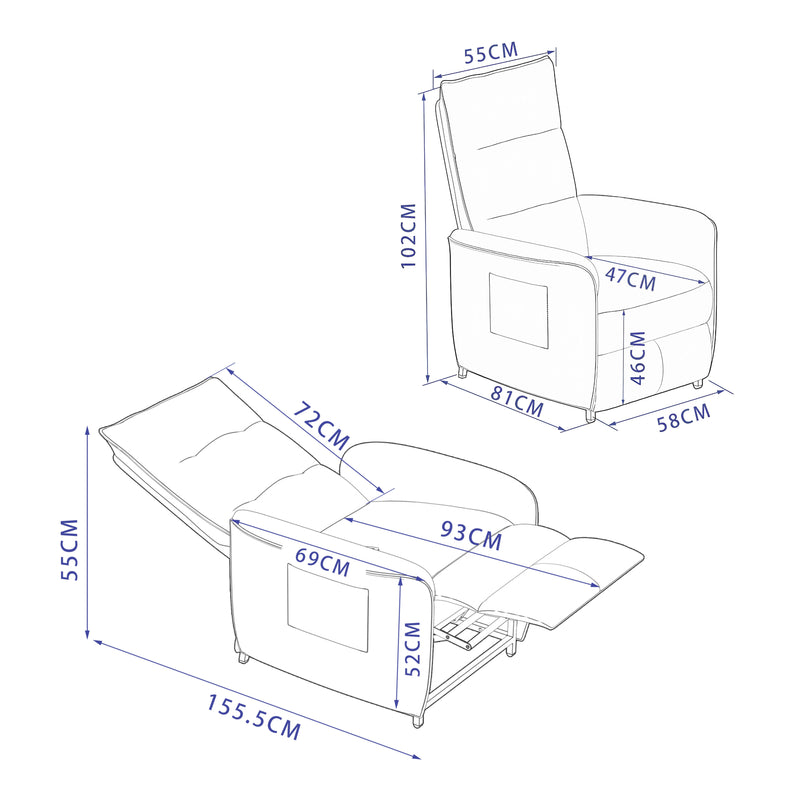 Maatschets [en.casa] Verstelbare relaxfauteuil Savukoski elektrisch 102x58x81 cm - 2 varianten