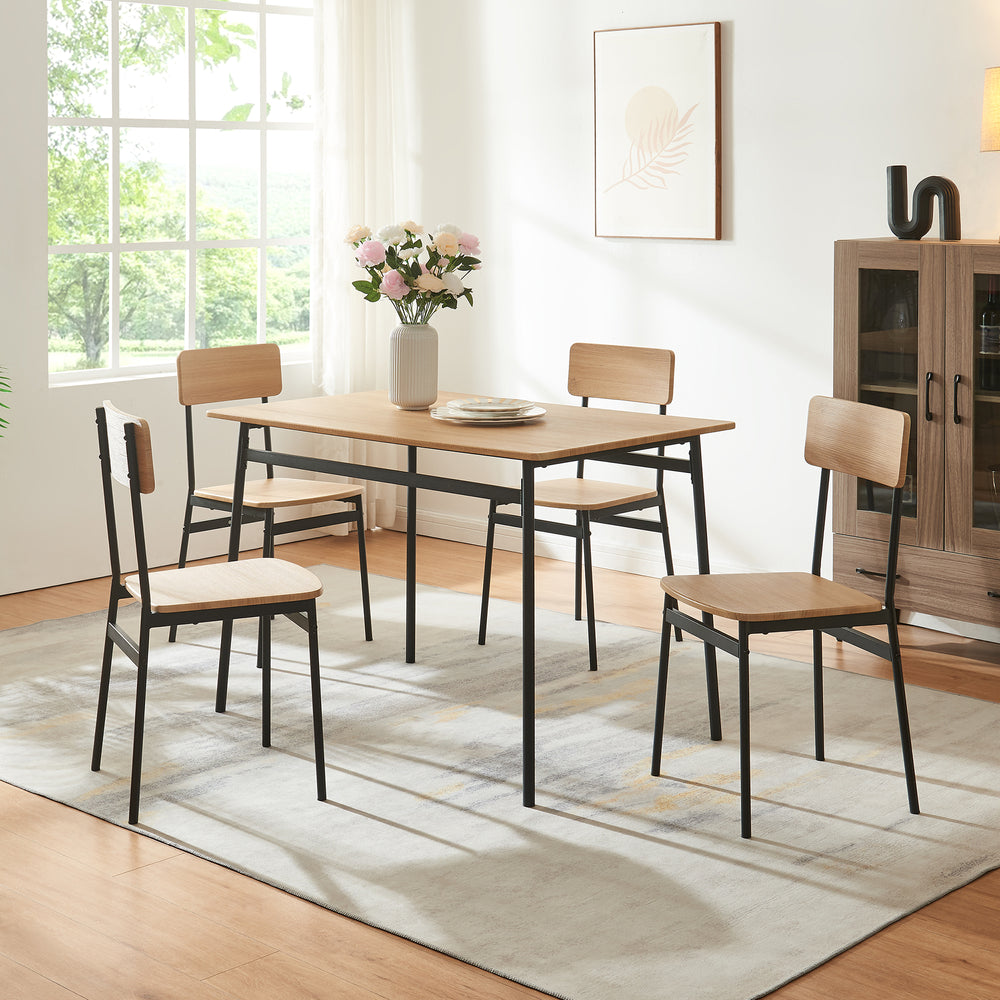 Essgruppe Pollenev 5 - tlg. Zwart/Eikenlook [en.casa] - premiumXL