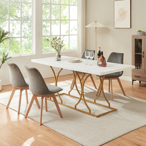 Eettafel Figa voor 6 personen marmerlook, wit / goud [en.casa] - premiumXL
