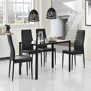 Eetkamerset eethoek Porvoo 5-delig gehard glas tafel met stoelen - verschillende kleuren