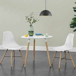 Eettafel MDF en staal - vierkant of rond 80x80x74 cm wit en hout